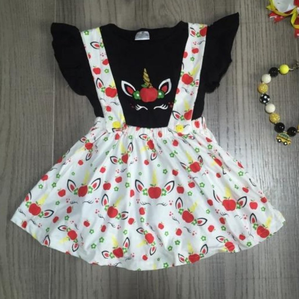 Unicorn Apple Suspender Girls School Outfit Set